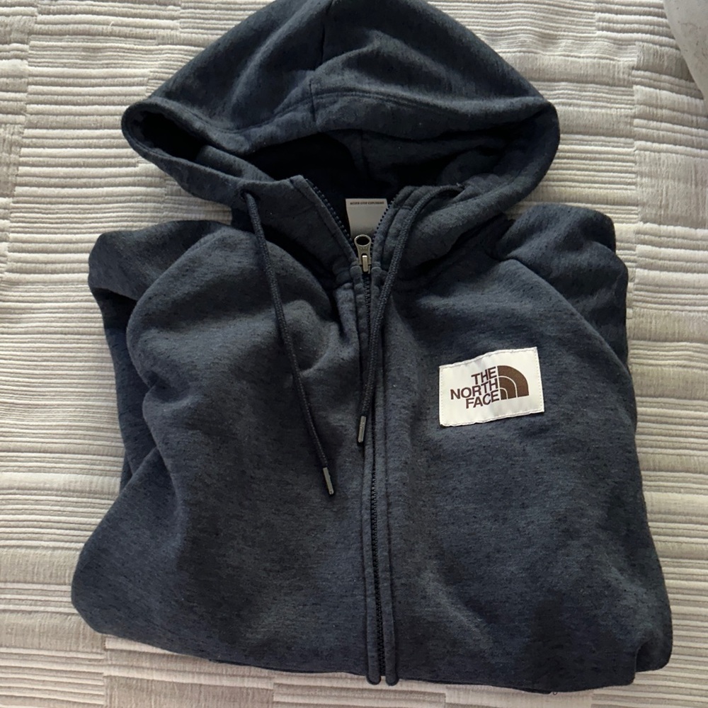 The North Face Charcoal Zip-Up Hoodie with Logo Patch